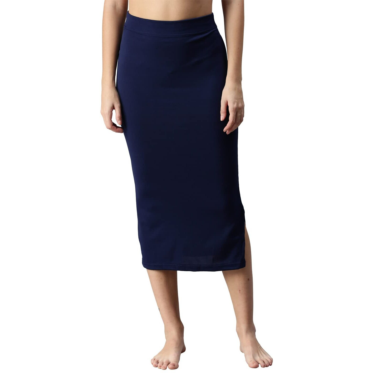 SIRIL Womens Lycra Full Elastic Saree Shapewear Petticoat (180TKC112-XXL,Navy Blue)