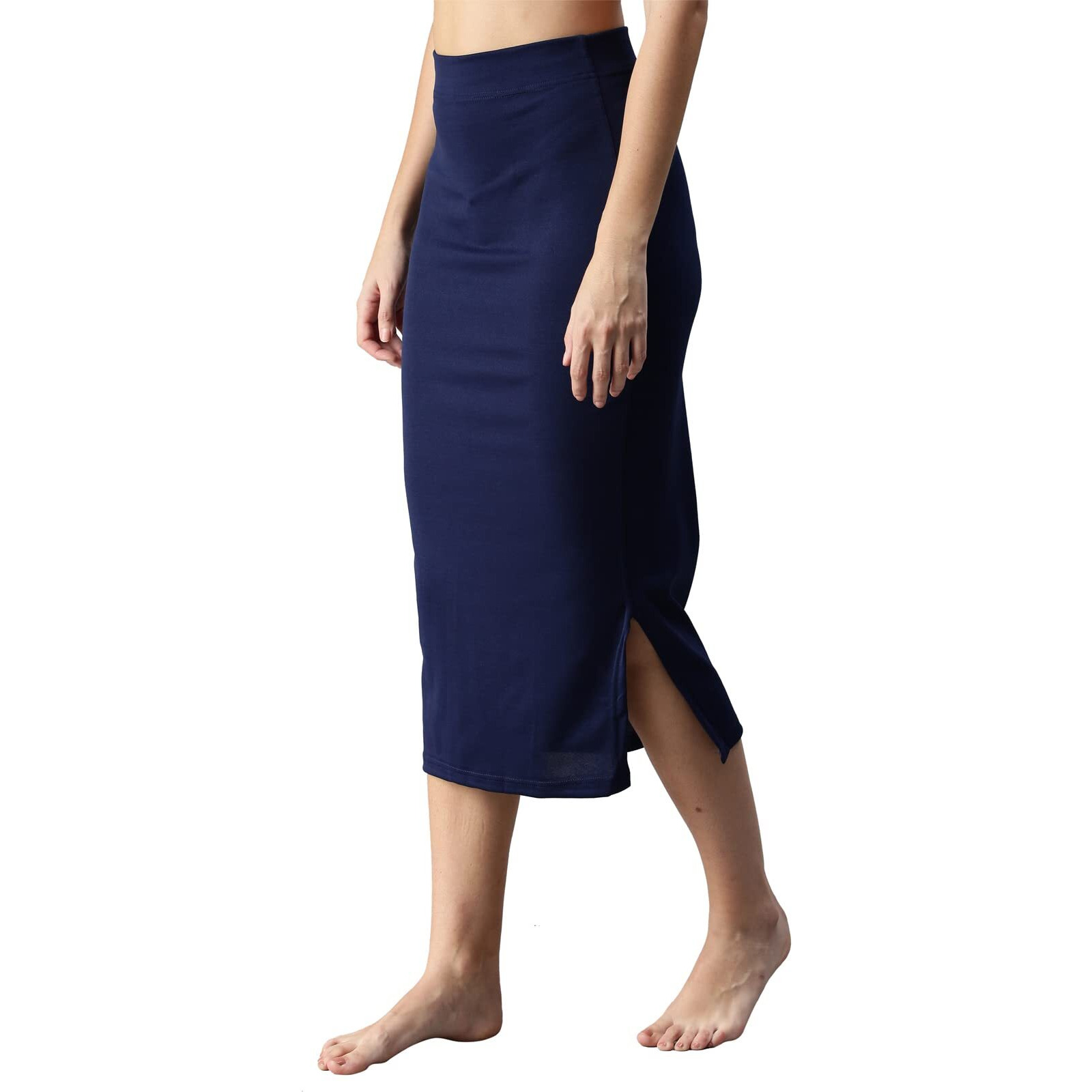 SIRIL Womens Lycra Full Elastic Saree Shapewear Petticoat (180TKC112-XXL,Navy Blue)