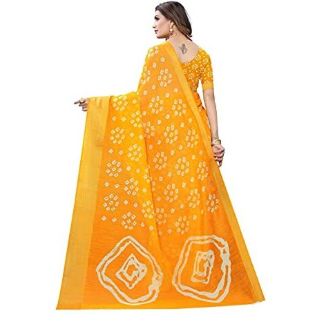 HITHROW womens Art Silk saree (HIKEES-Radhika Yellow