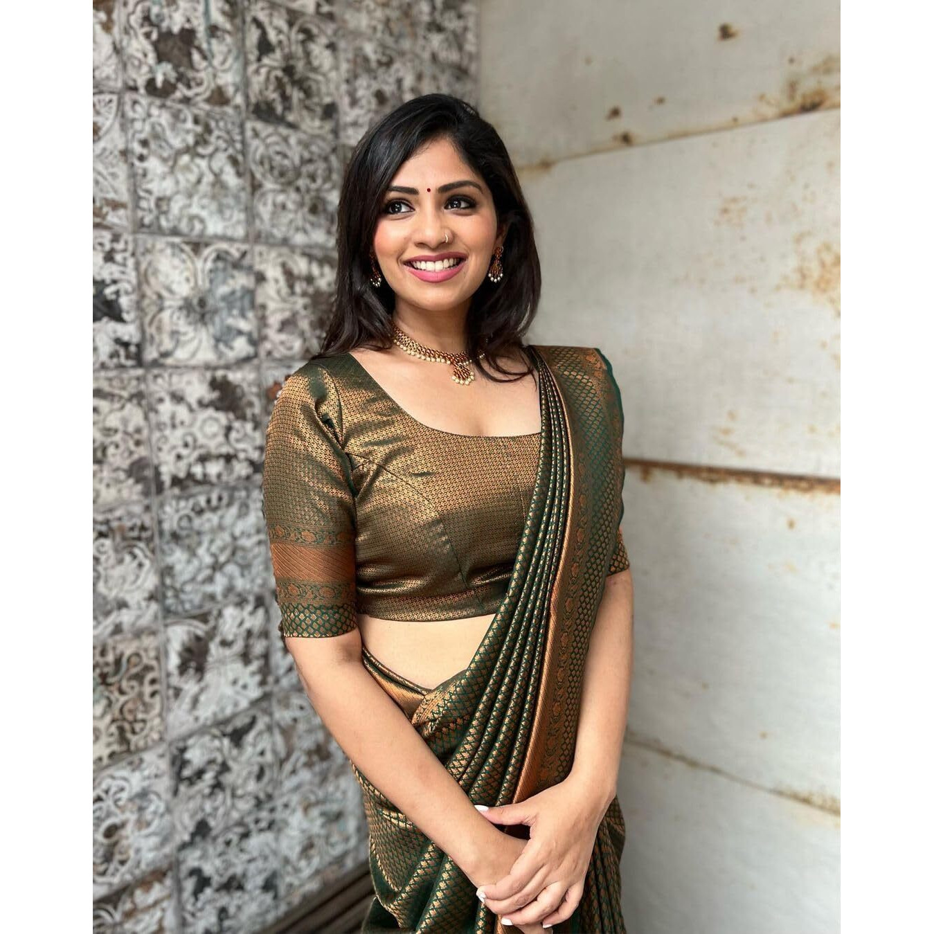C J Enterprise Womens Banarasi Saree Pure Kanjivaram Silk Saree Soft Design Wear Pattu Sarees Party Latest Cotton With Blouse Piece Kanchipuram for Wedding sadi new Sari 2024 2023 (Taj Green)