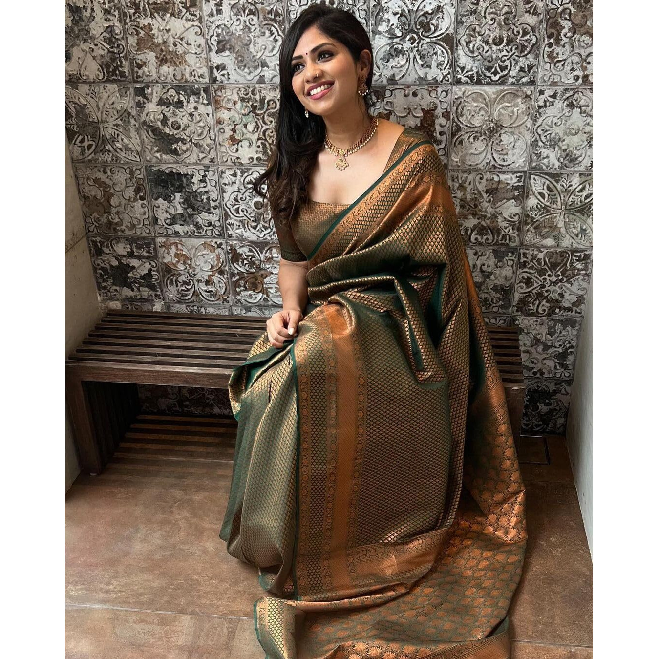 C J Enterprise Womens Banarasi Saree Pure Kanjivaram Silk Saree Soft Design Wear Pattu Sarees Party Latest Cotton With Blouse Piece Kanchipuram for Wedding sadi new Sari 2024 2023 (Taj Green)