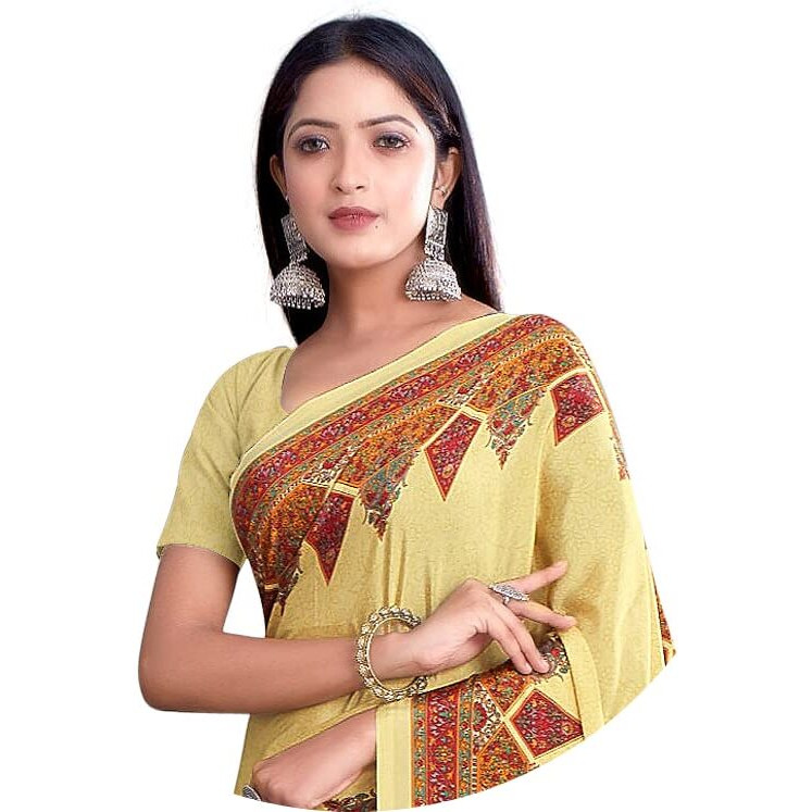 Jaanvi fashion Womens Crepe Saree With Unstitched Blouse Piece(pearl-silk-9012-b)