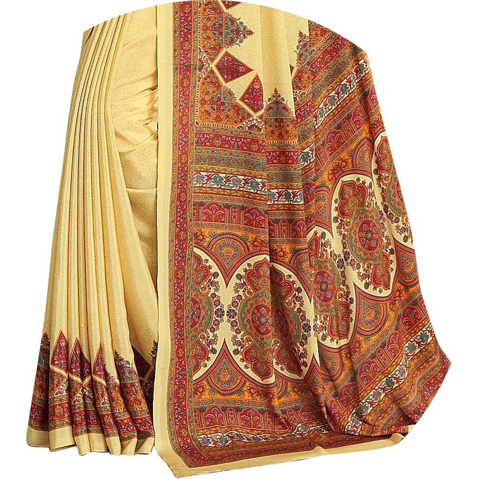 Jaanvi fashion Womens Crepe Saree With Unstitched Blouse Piece(pearl-silk-9012-b)