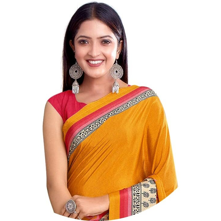 Jaanvi fashion Womens Crepe Saree With Unstitched Blouse Piece(pearl-silk-9011-a)