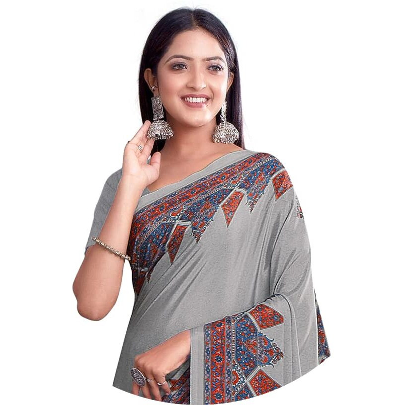 Jaanvi fashion Womens Crepe Saree With Unstitched Blouse Piece(pearl-silk-9012-c)