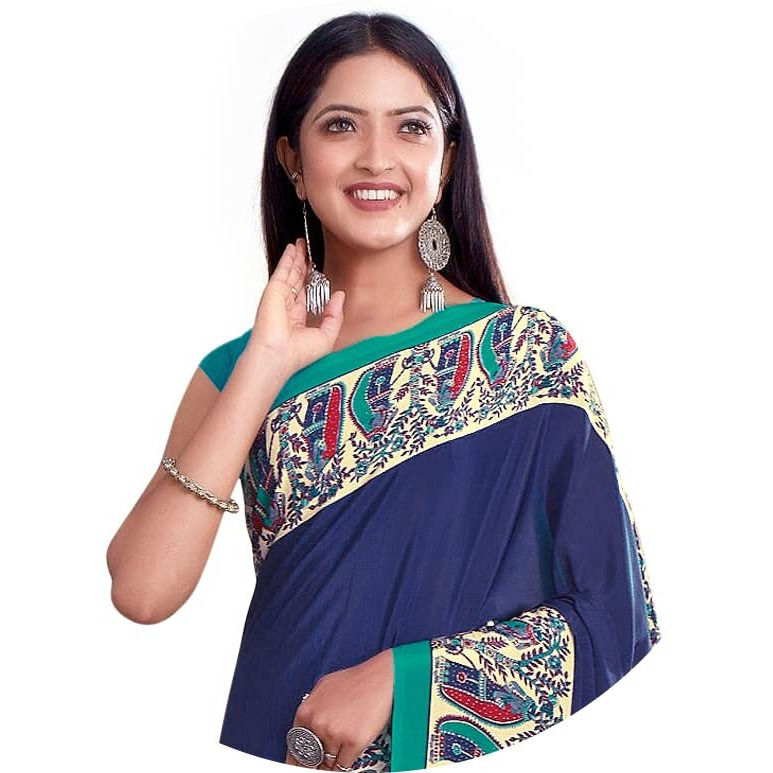 Jaanvi fashion Womens Crepe Saree With Unstitched Blouse Piece(pearl-silk-9009-b)