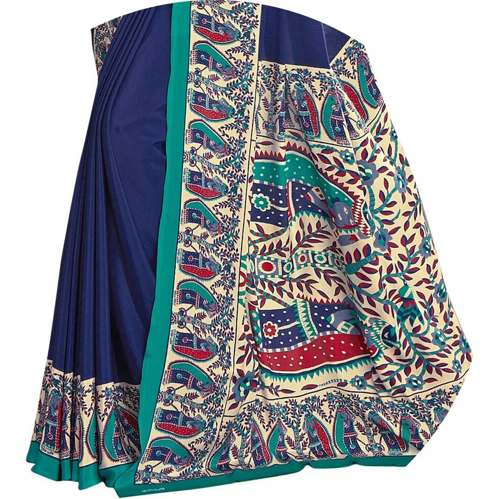 Jaanvi fashion Womens Crepe Saree With Unstitched Blouse Piece(pearl-silk-9009-b)