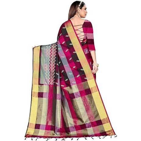 GRECIILOOKS Womens Cotton Silk Casual Saree For Women (BabyPink)