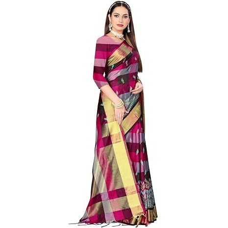GRECIILOOKS Womens Cotton Silk Casual Saree For Women (BabyPink)