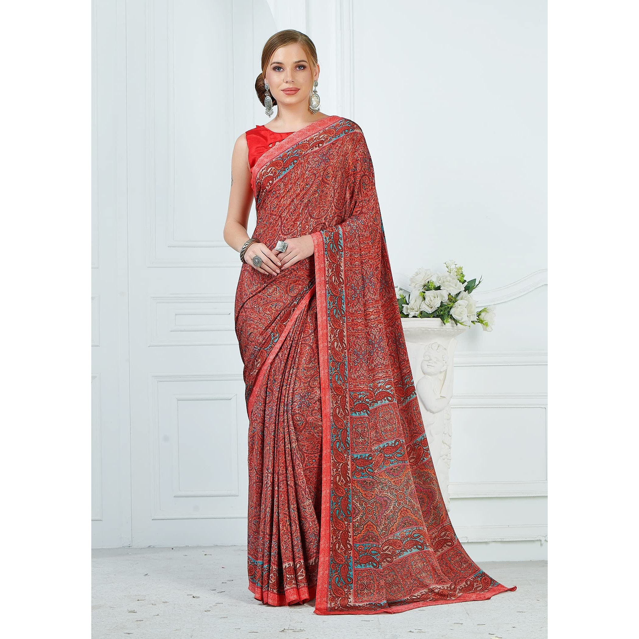 Jaanvi fashion Womens Ethnic Floral Crepe Silk Saree With Blouse (fashionably-good-9704-d)