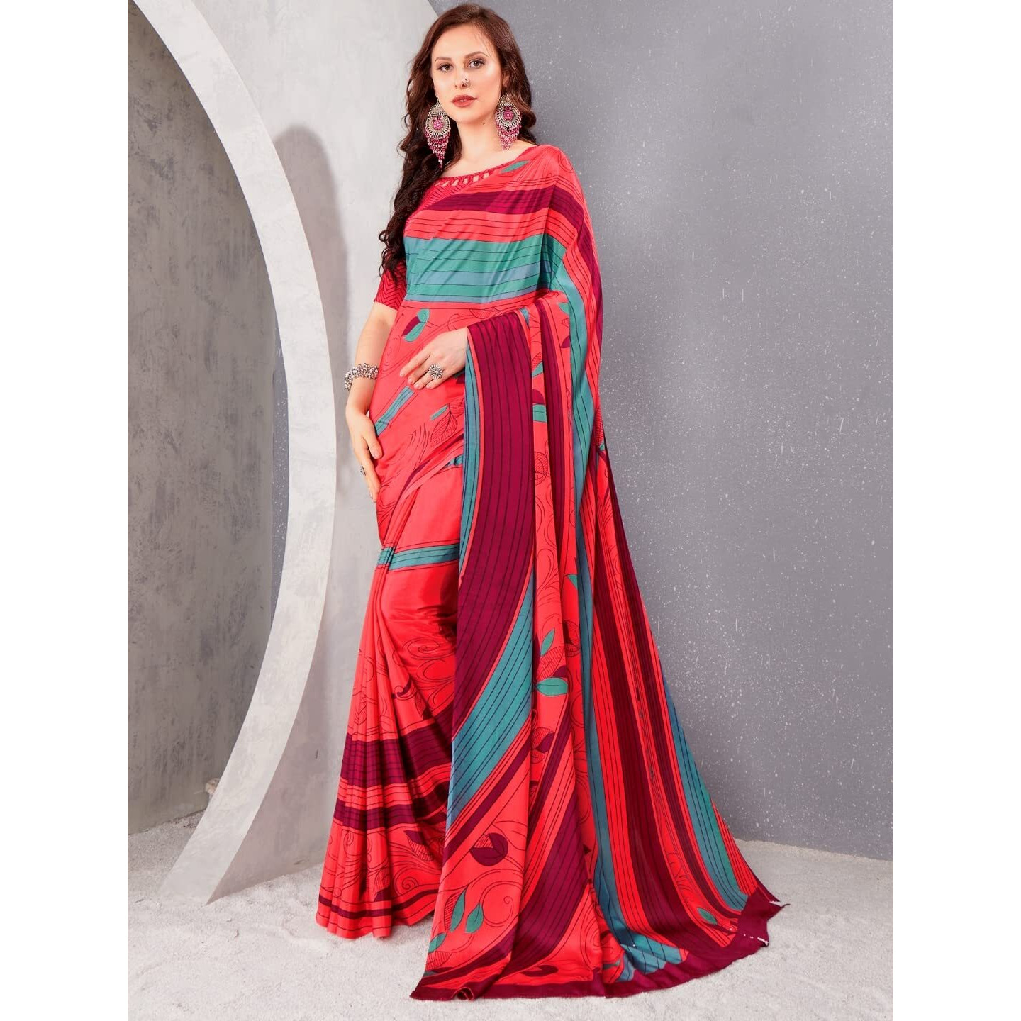 Jaanvi fashion Printed Crepe Silk Saree With Blouse(dream-liner-8901-a)