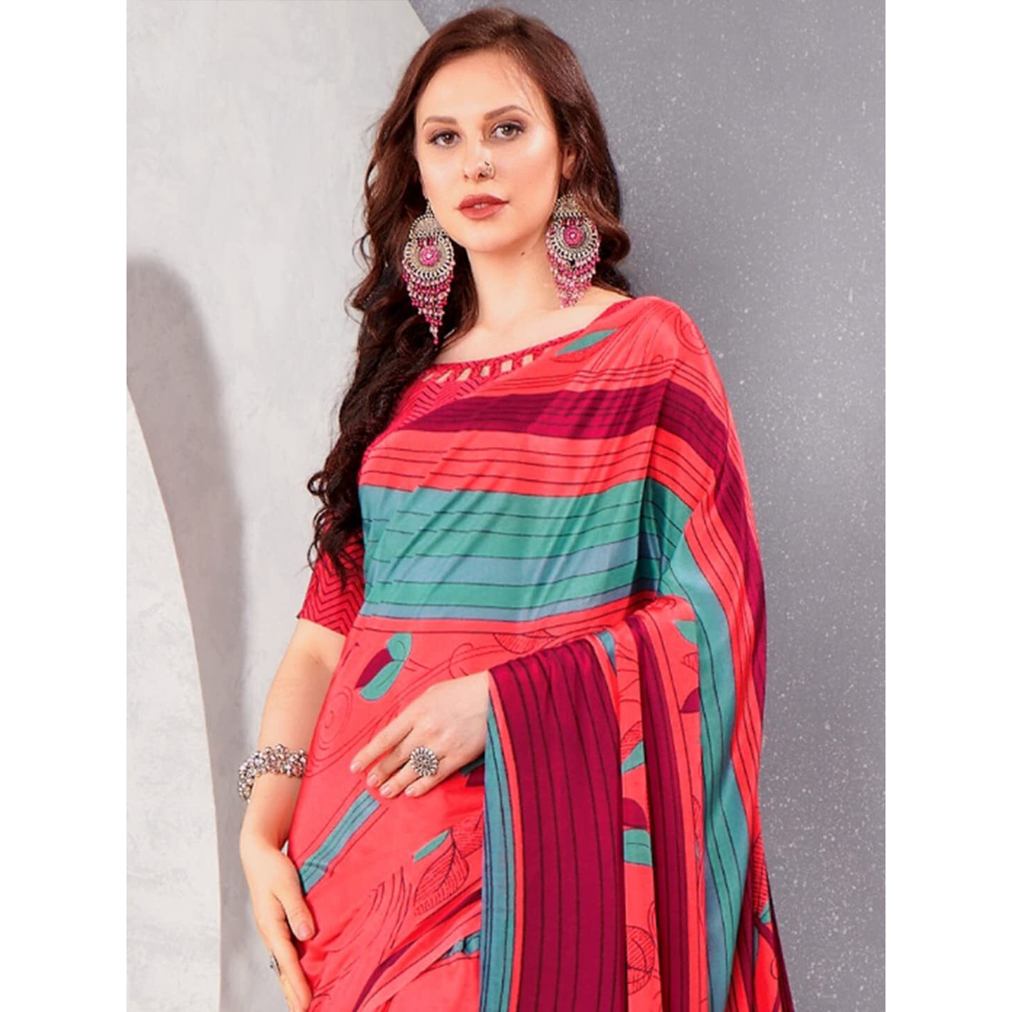 Jaanvi fashion Printed Crepe Silk Saree With Blouse(dream-liner-8901-a)