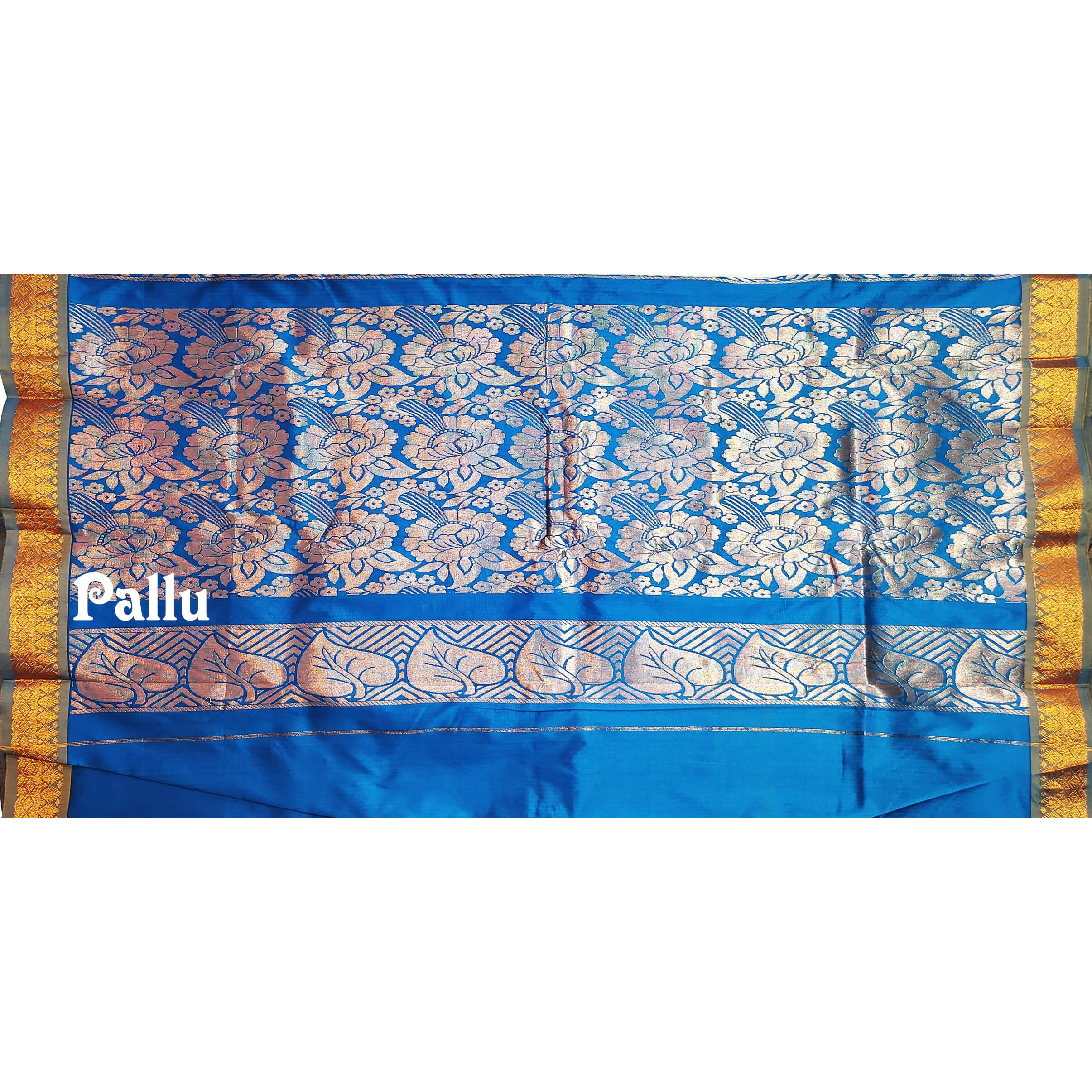VFCollections Womens Gadwal Cotton Pattu Saree With Blouse (VFC298-139)