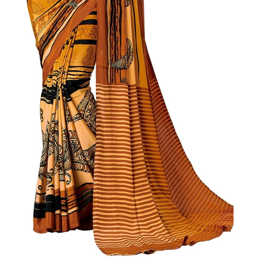 Jaanvi fashion Printed Crepe Silk Saree With Blouse(dream-liner-8913-b)