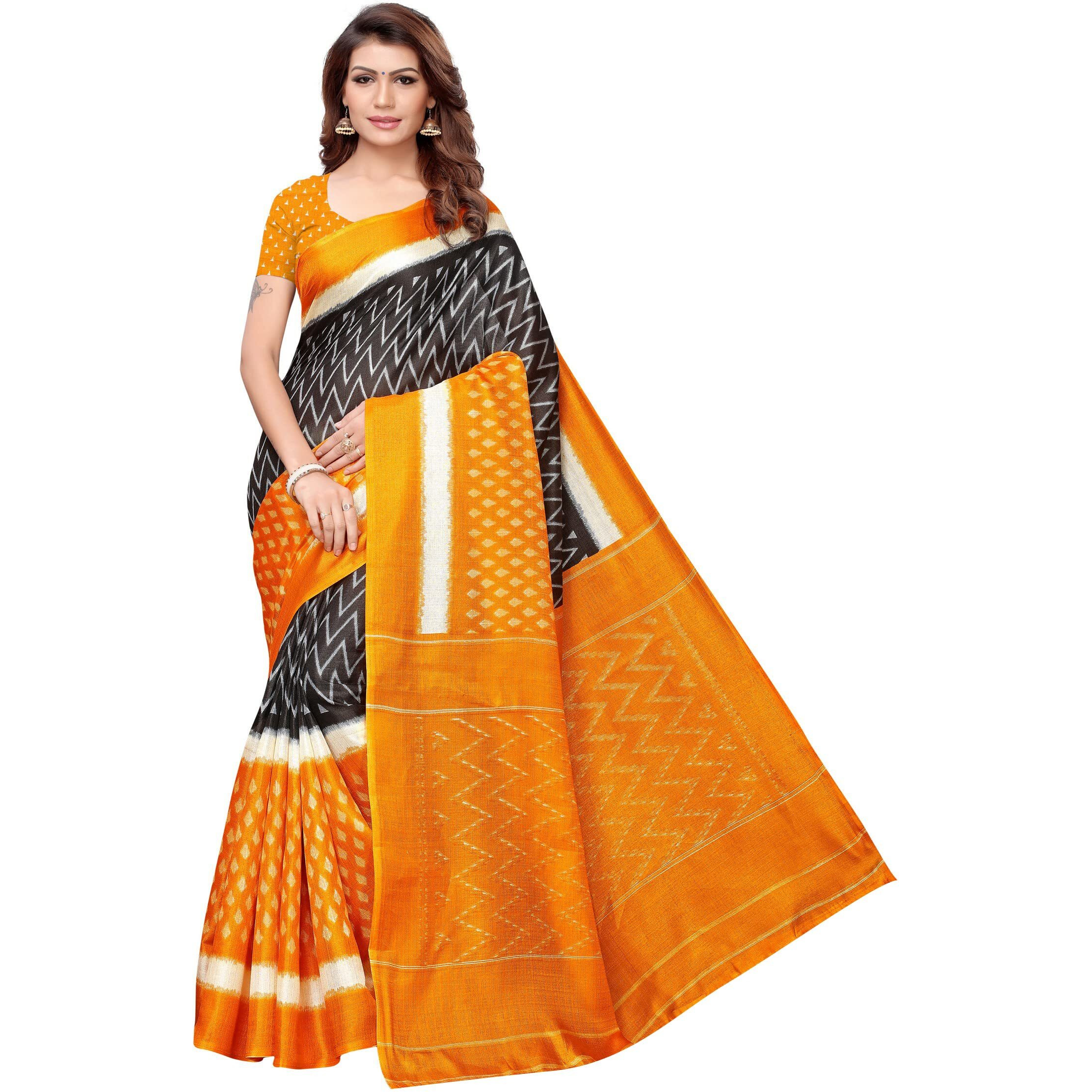 Yashika womens Georgette light weight saree with blouse piece (Multi-Color_Free_Size) SDPL-SNAP MUSTARD