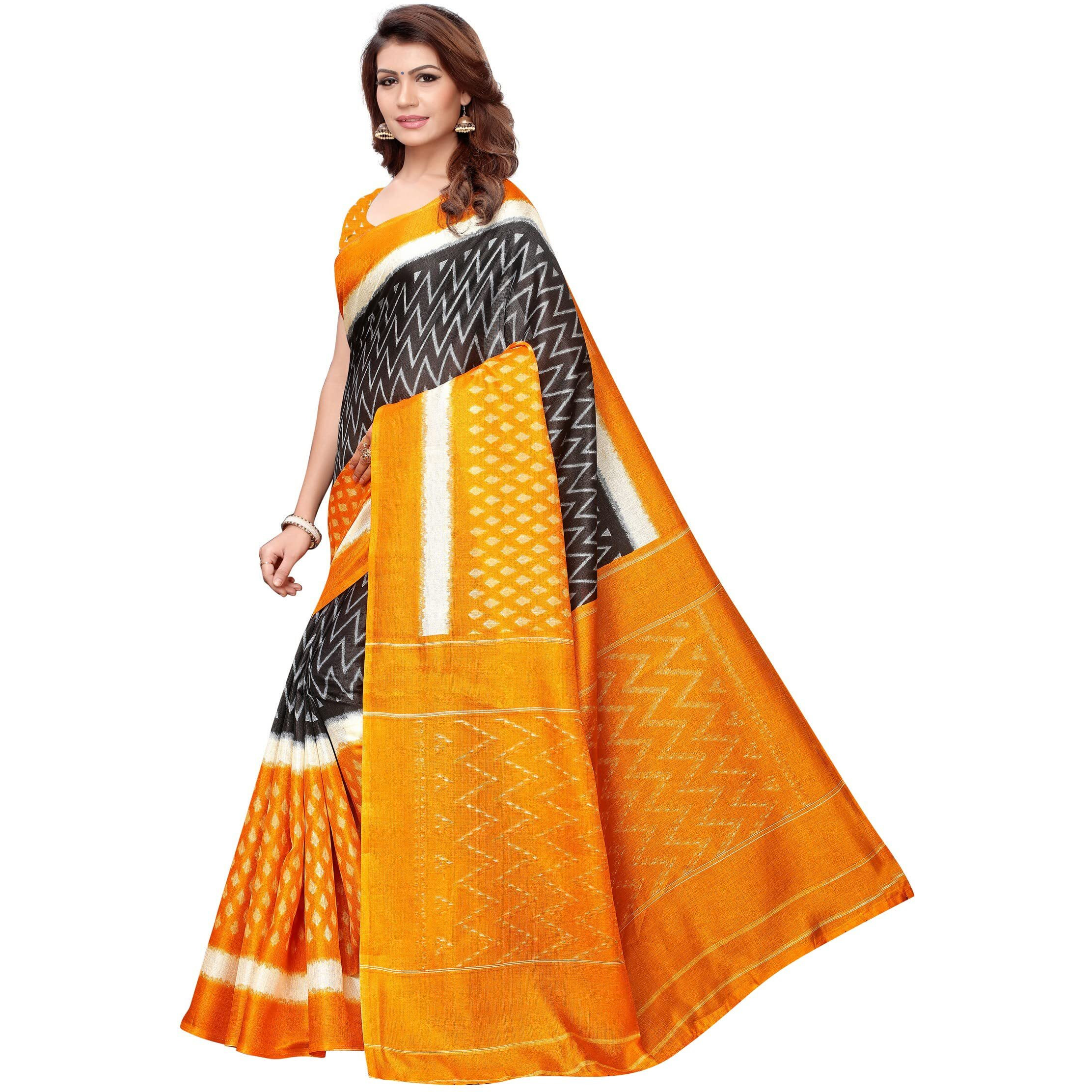 Yashika womens Georgette light weight saree with blouse piece (Multi-Color_Free_Size) SDPL-SNAP MUSTARD