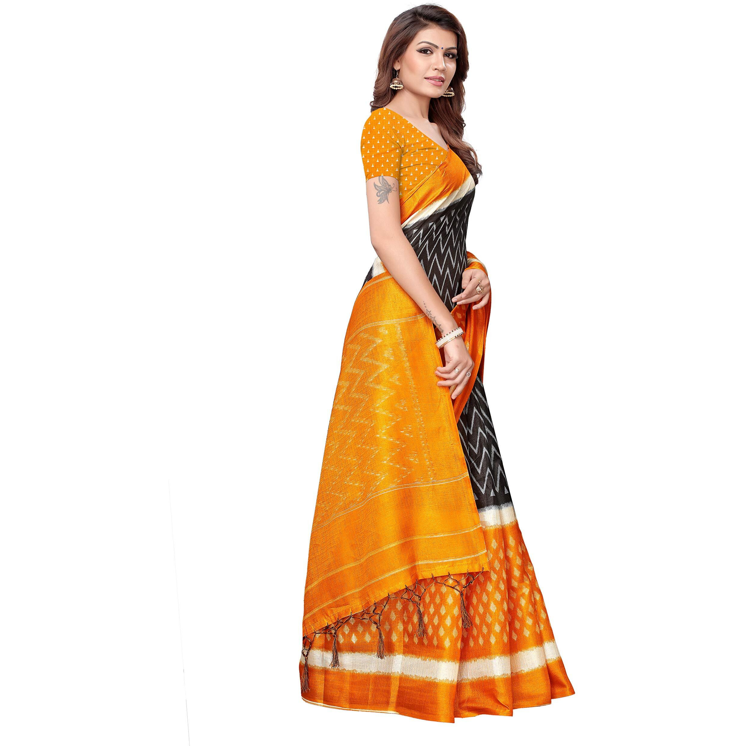 Yashika womens Georgette light weight saree with blouse piece (Multi-Color_Free_Size) SDPL-SNAP MUSTARD