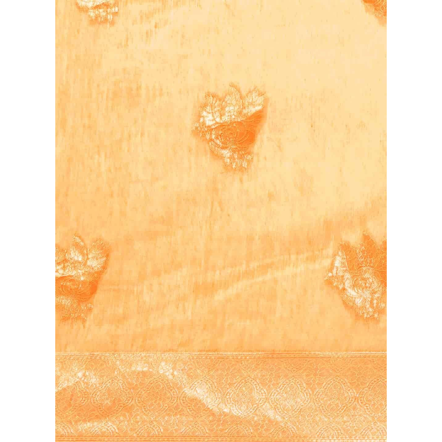 SILK LAND Womens Cotton Kota Silk Zari Woven Thread Saree With Unstitched Blouse Piece(Orange)