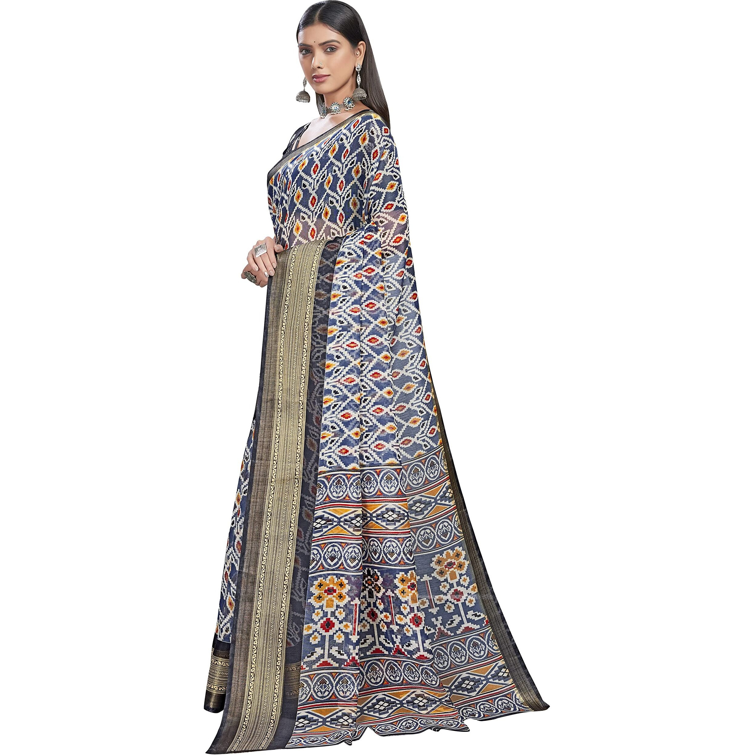 Glory Sarees Womens Cotto Silk Saree With Blouse Piece (Khushbu106_Blue)