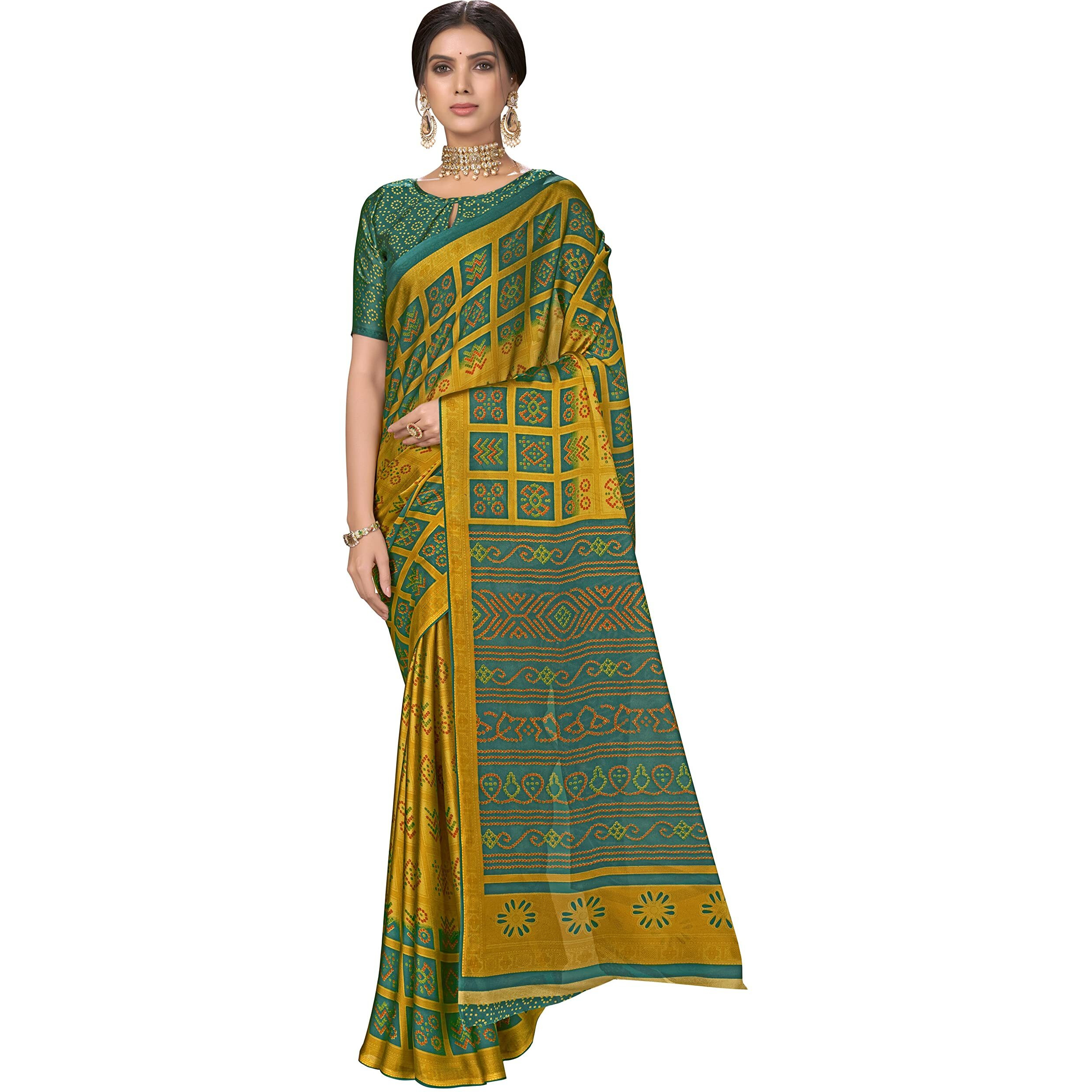 Glory Sarees Womens Rangoli Silk Printed Saree (Khushbu101_Rama)