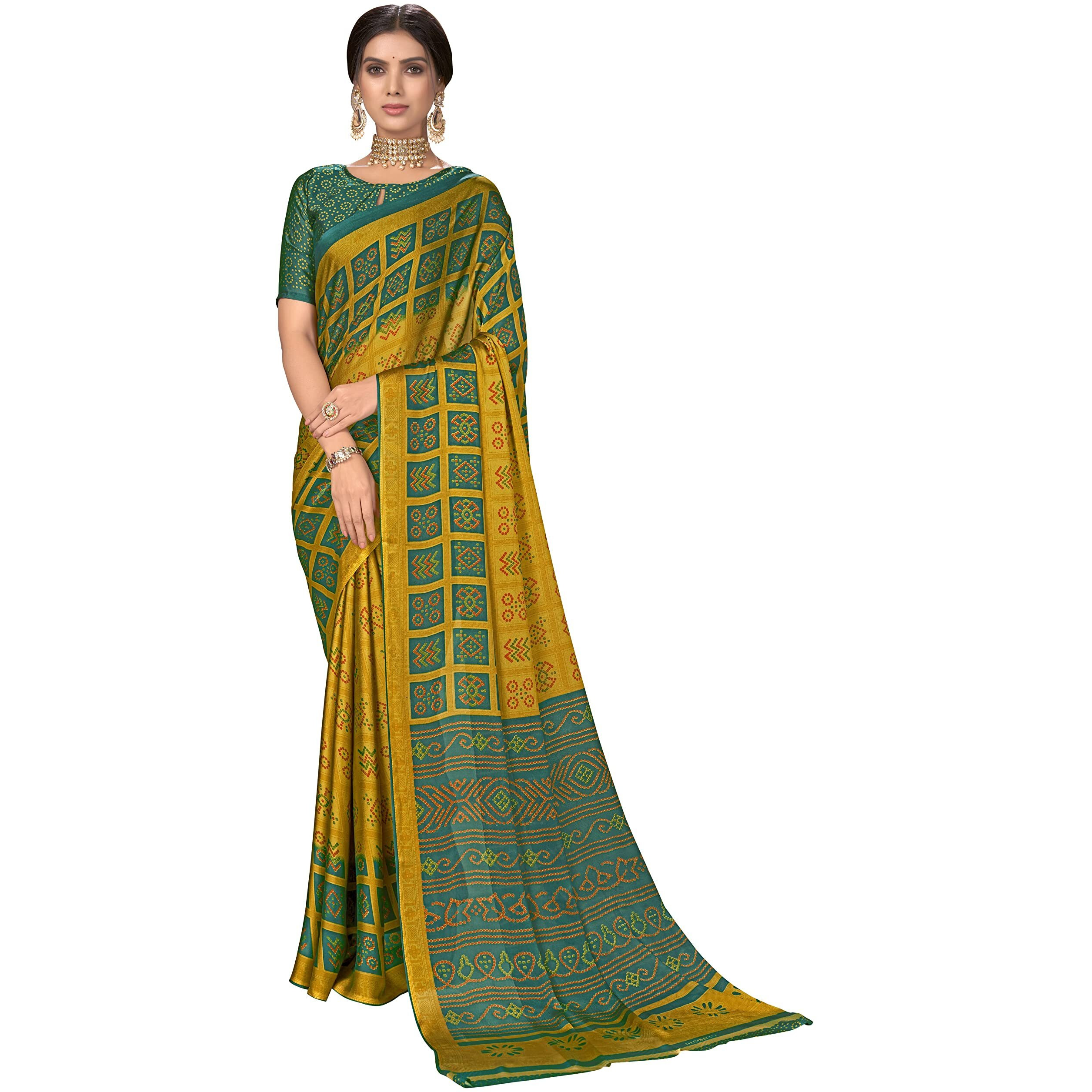 Glory Sarees Womens Rangoli Silk Printed Saree (Khushbu101_Rama)
