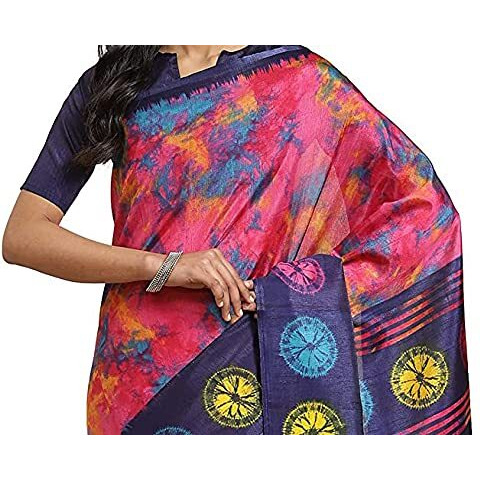Bee M Pee Designer Soft Pure Latest Fancy Beautiful 2021 Cotton with blouse material (Printed Sarees for women collection 2022_Pink)