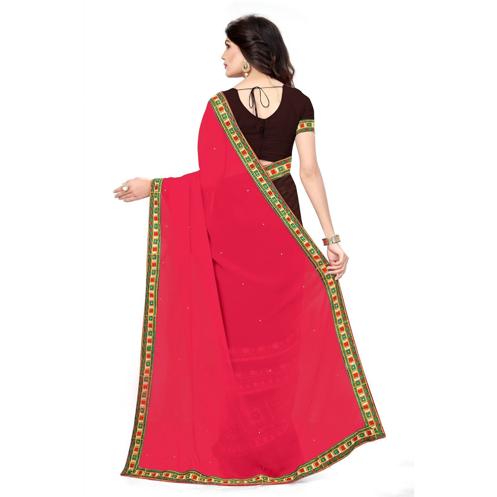 arriva fab Women Georgette Saree (Riva3_Brown)