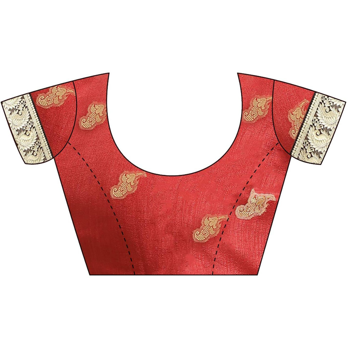AKHILAM Womens Woven Border Georgette Saree With Unstitched Blouse Piece(Red_IYAT5301)