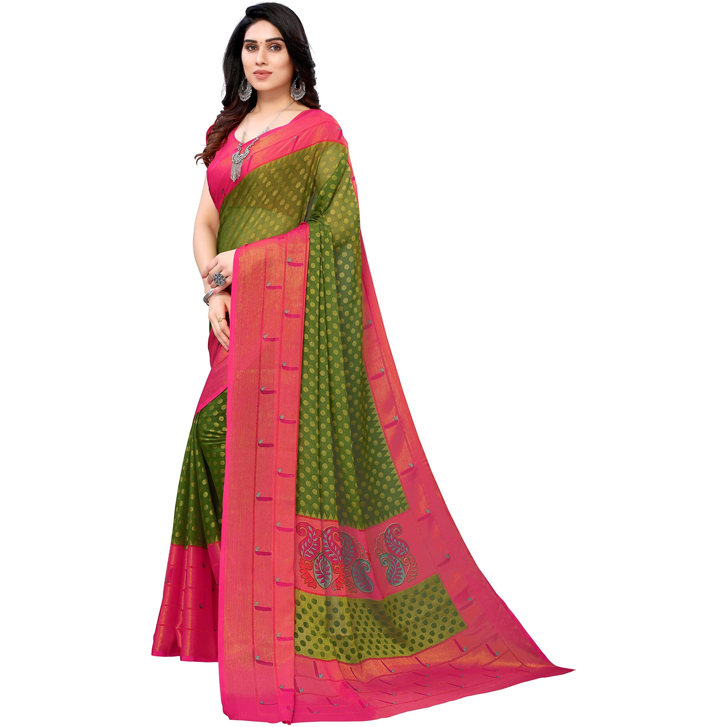 Bee M Pee Designer Banarasi Brasso (Printed Sarees for Women Collection_Green)