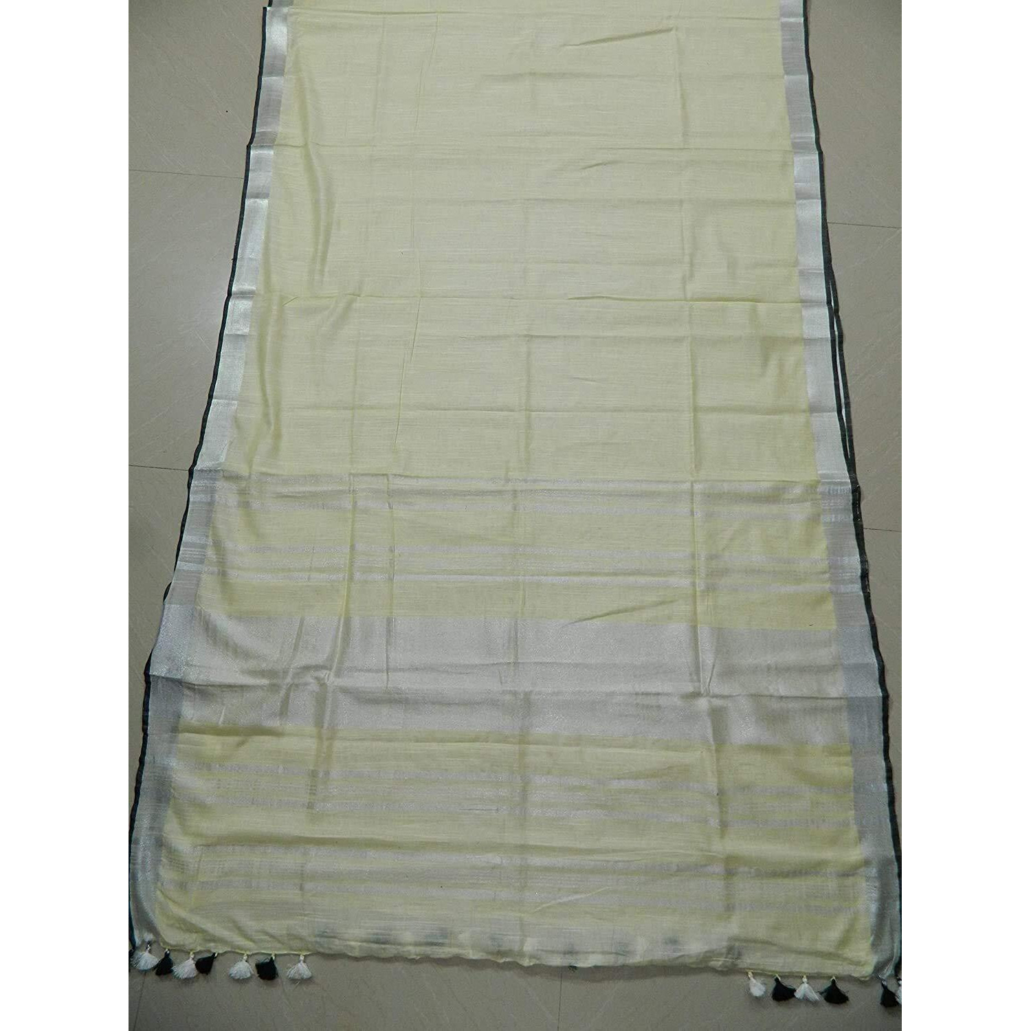 STB-SILK TEXTILES BHAGALPUR Womens Bhagalpuri Linen Slub Saree With Contrast Blouse Piece (STB 0012)