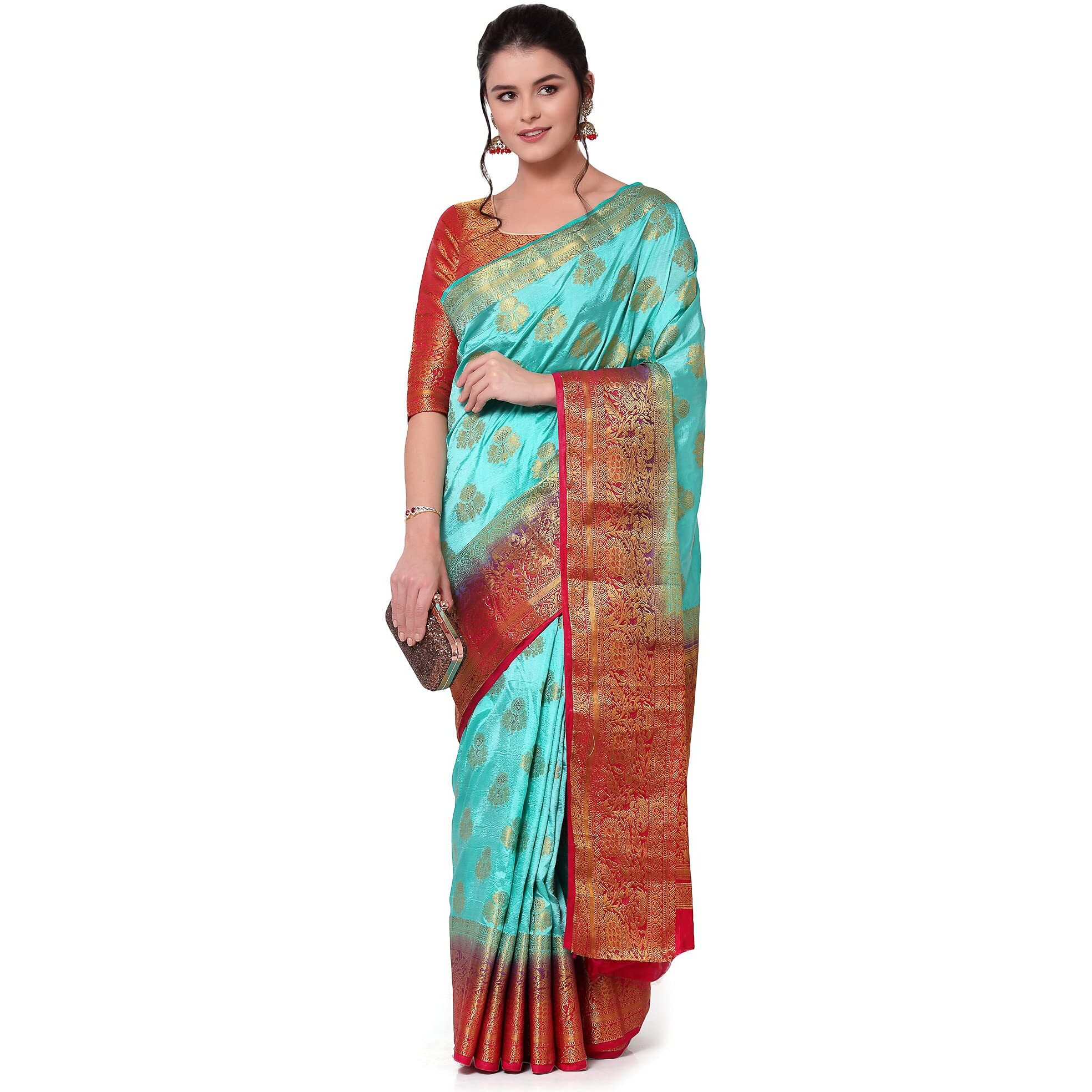 SERONA FABRICS Womens Banarasi Art Silk Saree With Blouse Piece (SERONA1299_Sky Blue)