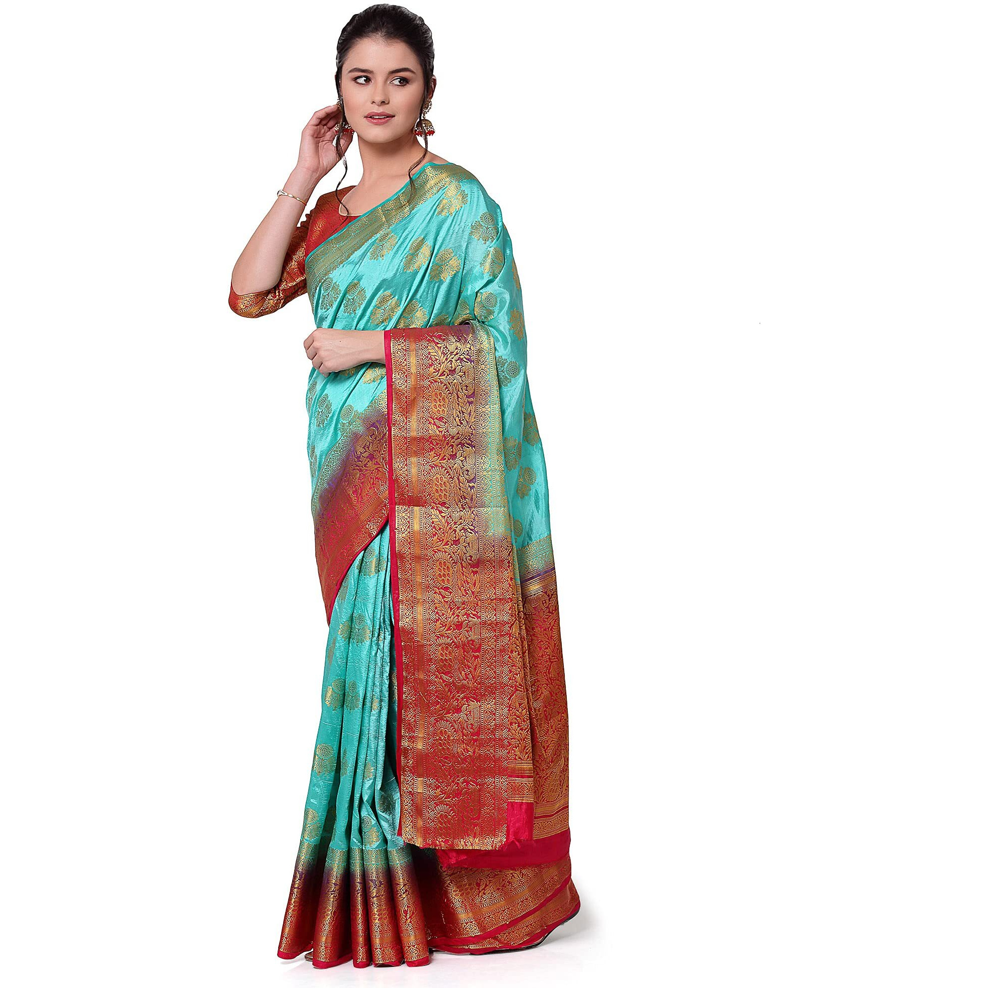 SERONA FABRICS Womens Banarasi Art Silk Saree With Blouse Piece (SERONA1299_Sky Blue)