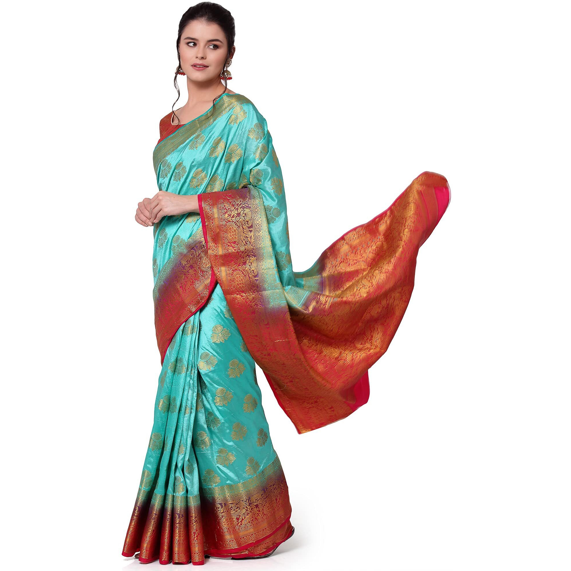 SERONA FABRICS Womens Banarasi Art Silk Saree With Blouse Piece (SERONA1299_Sky Blue)