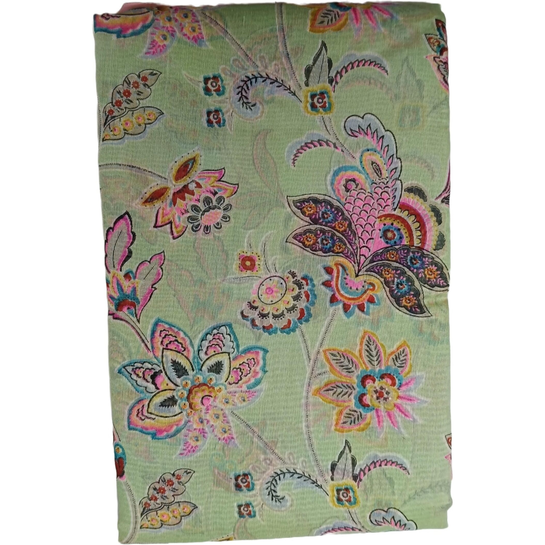 RIWAAYAT TRENDS Womens Linen Cotton Saree with weaving Border and Self Printed Blouse Piece (Sea Green)