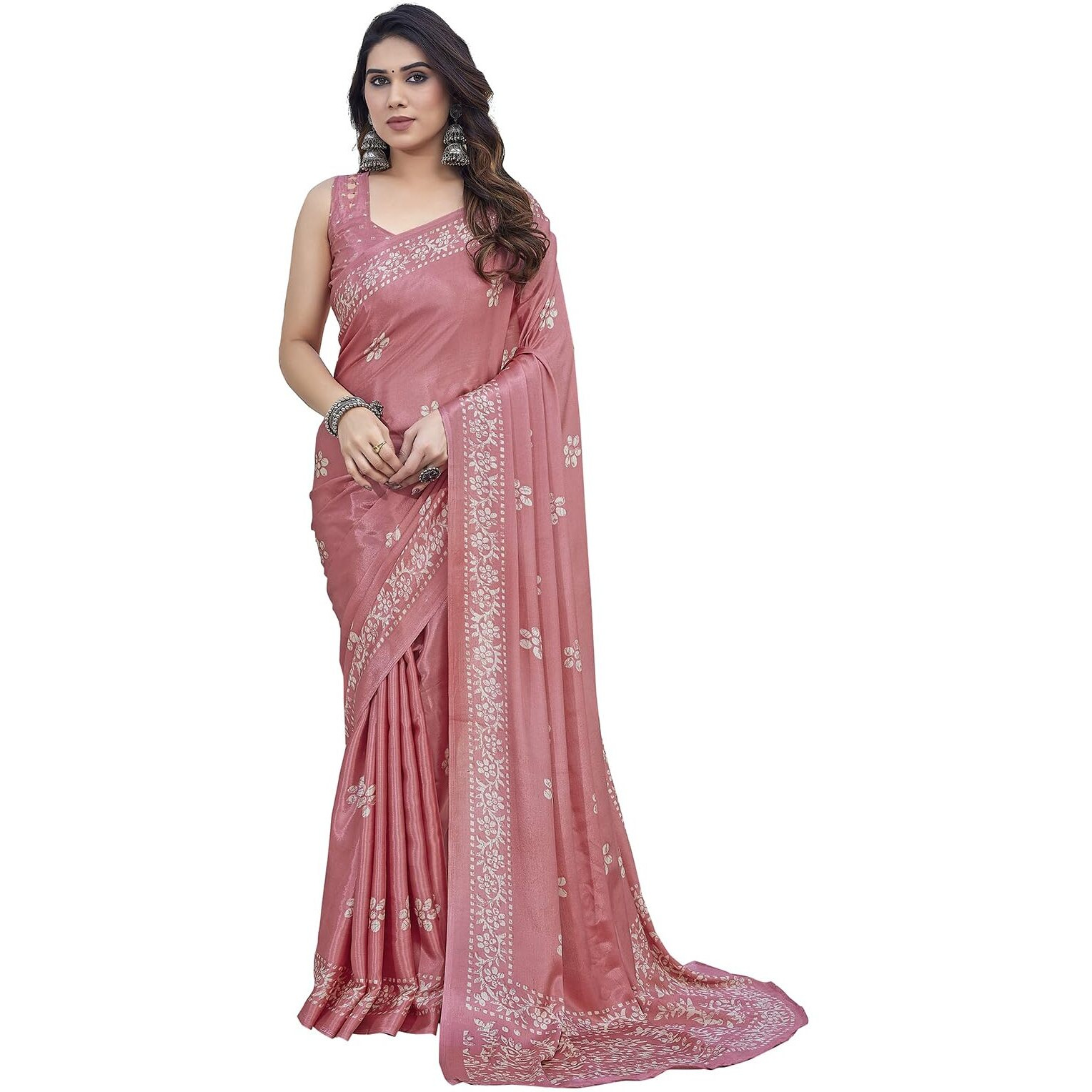 Yashika Womens Elegant Chiffon Saree with Blouse Material - Embrace Trendy Style and Timeless Elegance in this Exquisite Attire (AZ-YS-P1-UTISHA PEACH)