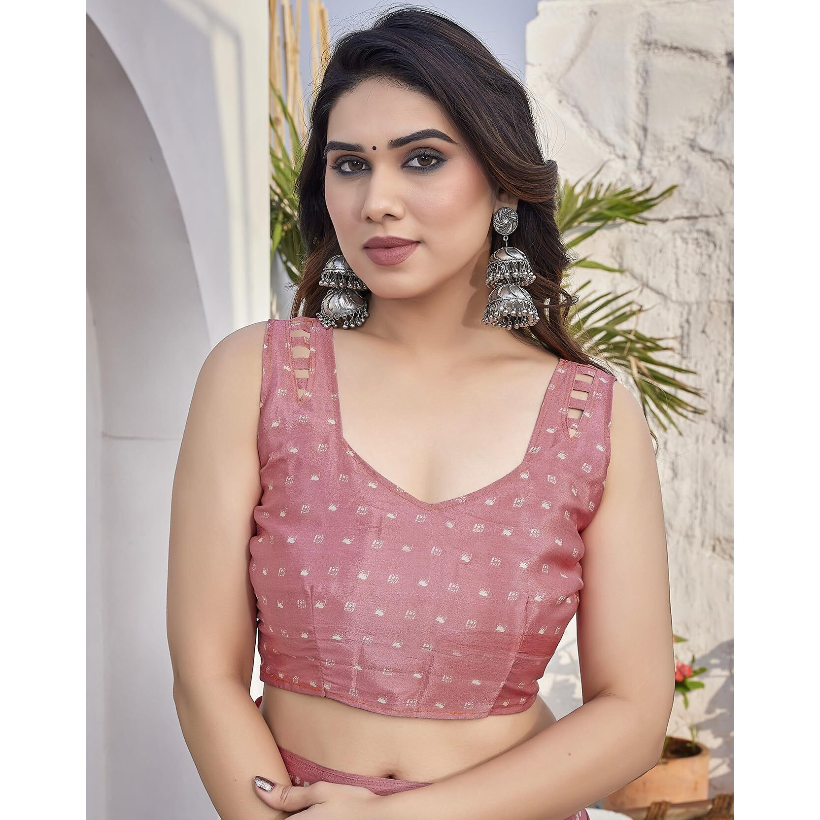 Yashika Womens Elegant Chiffon Saree with Blouse Material - Embrace Trendy Style and Timeless Elegance in this Exquisite Attire (AZ-YS-P1-UTISHA PEACH)