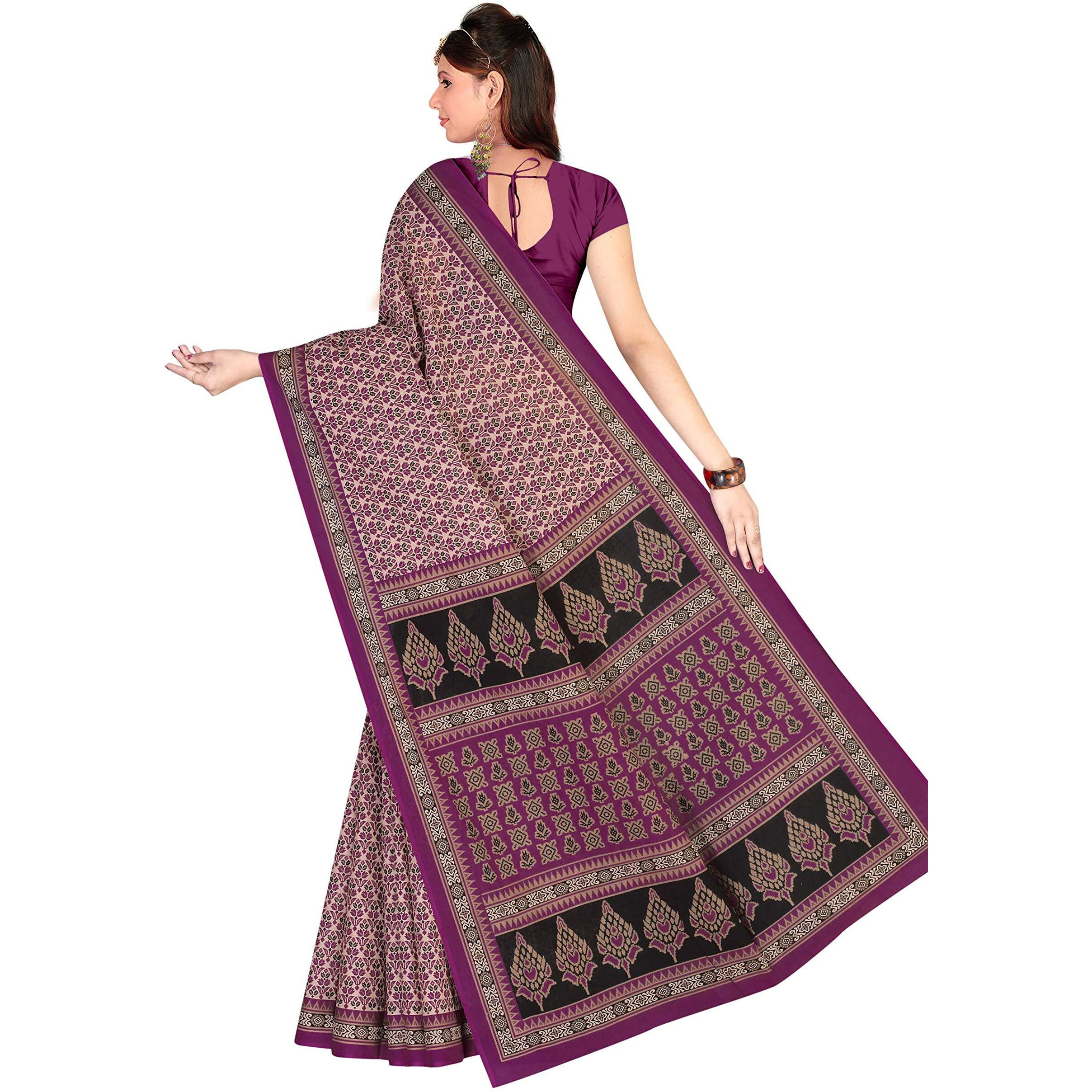 TAMAIRA FASHION Womens Plain Cotton Saree (802_Dark Magenta)