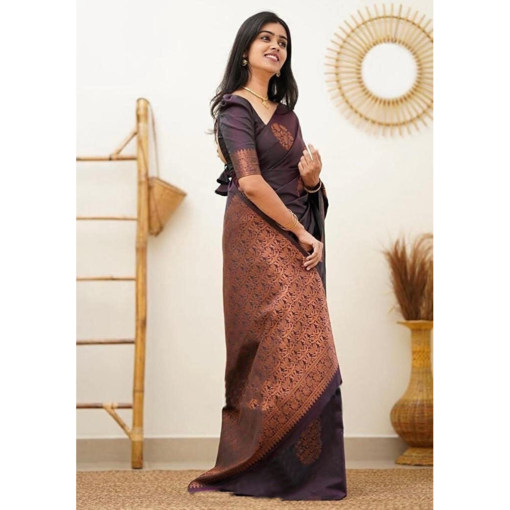Yashika Womens Banarasi Cotton Silk Jacquard saree (MUDRA PURPLE