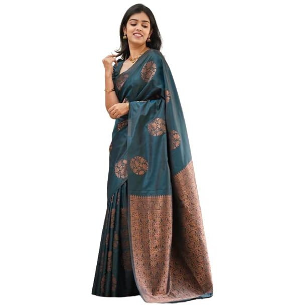 Yashika Womens Banarasi Cotton Silk Jacquard saree (MUDRA RAMA 02)