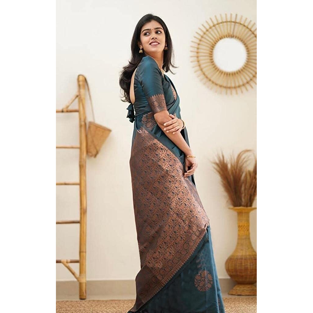 Yashika Womens Banarasi Cotton Silk Jacquard saree (MUDRA RAMA 02)