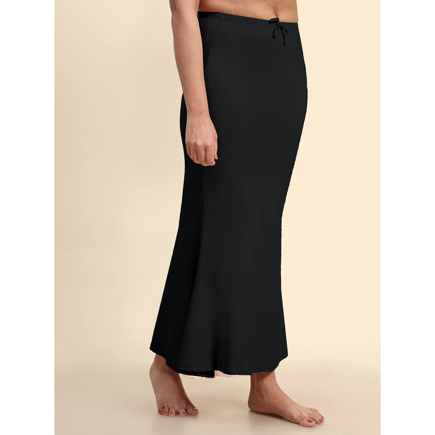 Laavaan Womens Cotton Fishcut Saree Shapewear,Petticoat,Skirt, Comfortwear(Shapewear-Black-XL)