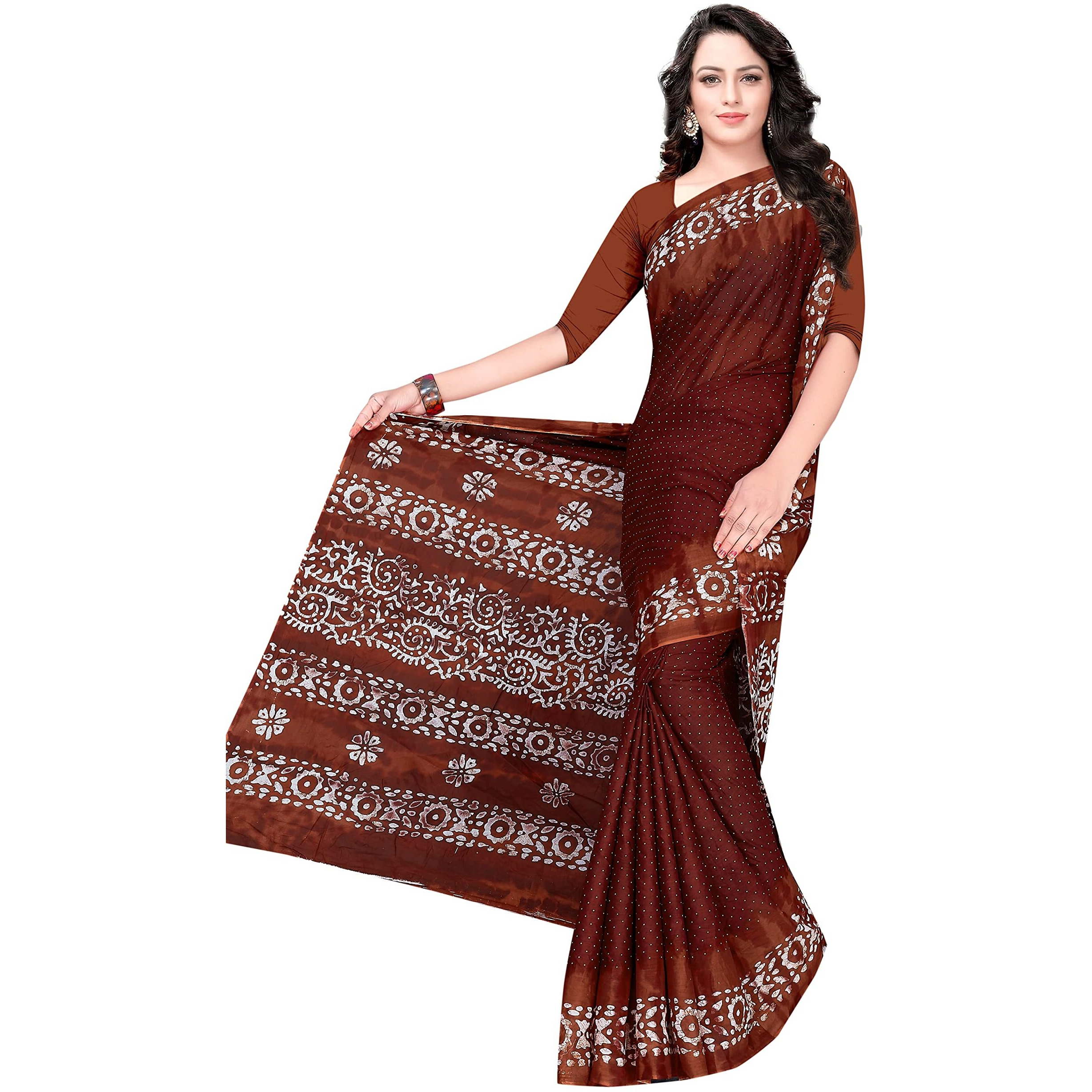 TAMAIRA FASHION Womens Plain Weave Pure Cotton Saree Without Blouse Piece(1920_Maroon)