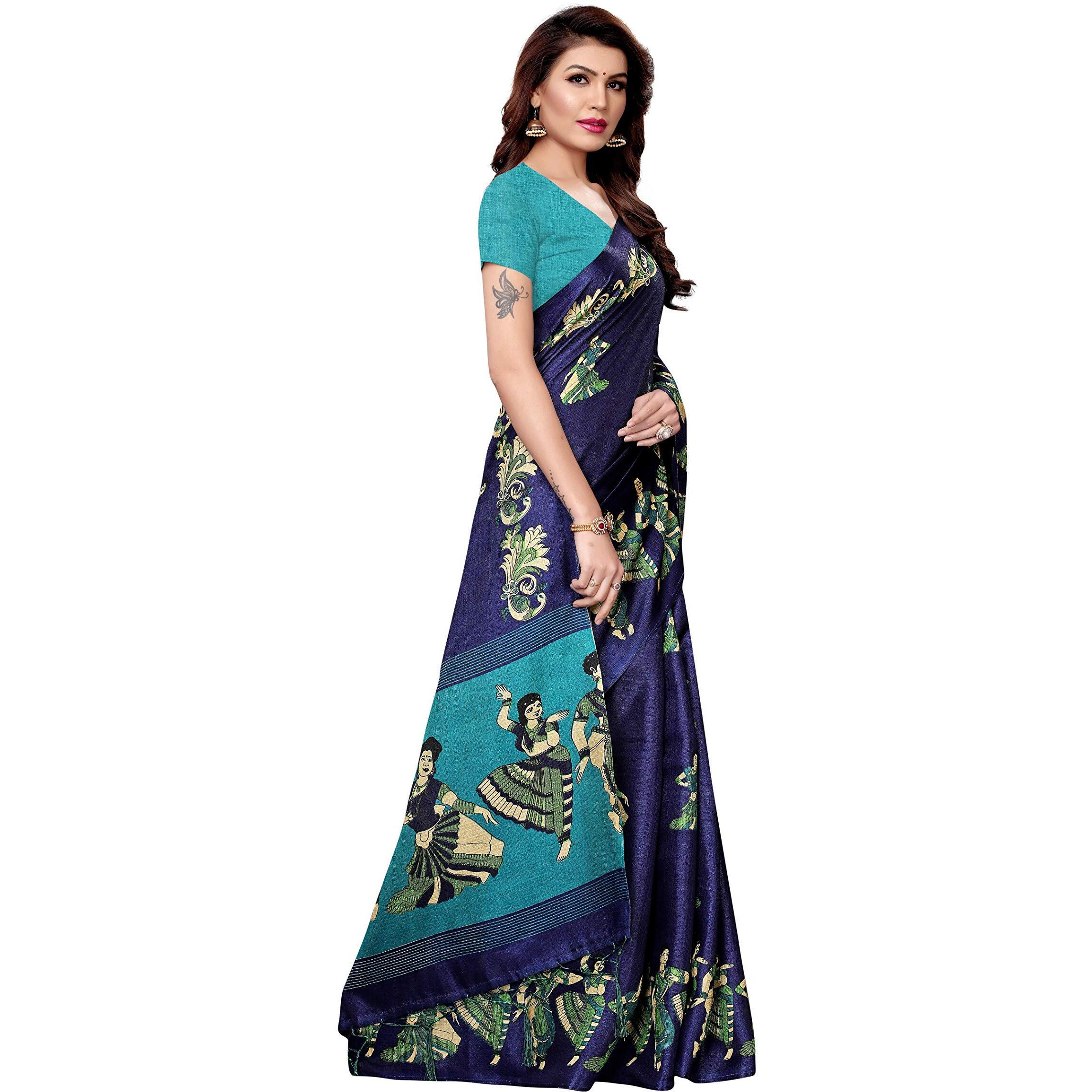 Yashika Womens Silk Saree With Blouse Piece (Sdpl-Kathak_Navy_Fs_Navy)