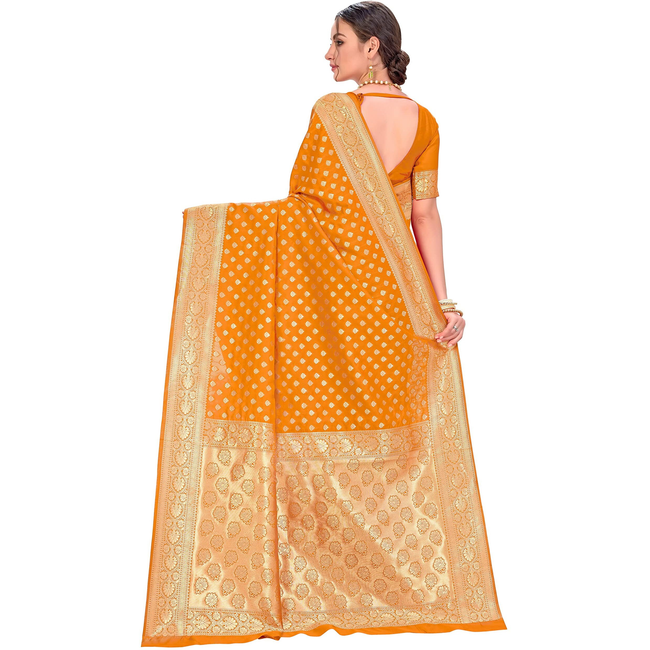 Glory Sarees Womens Jacquard Silk Saree (Kara128_Mustard