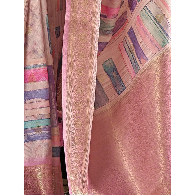 SIRIL Womens Jacquard Silk Saree with Unstitched Blouse Piece (3294S1041_Dusty Pink)