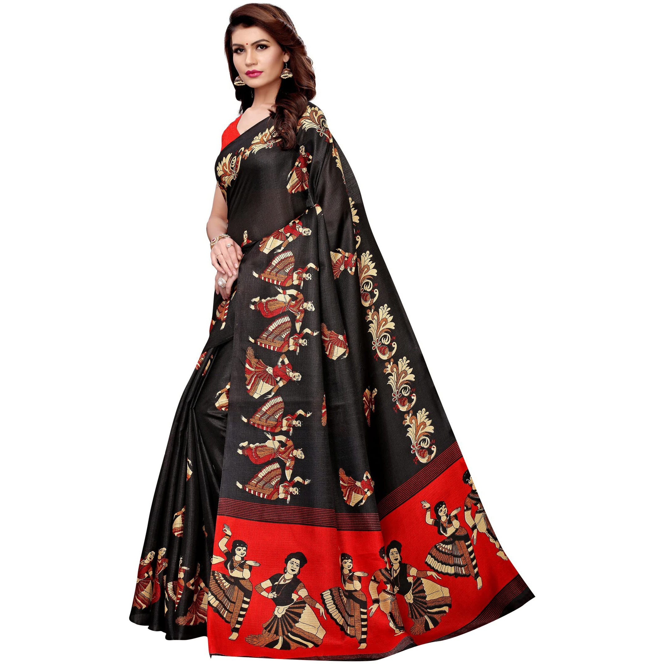 Yashika Womens Silk Saree With Blouse Piece (Sdpl-Kathak_Black_Fs_Black)