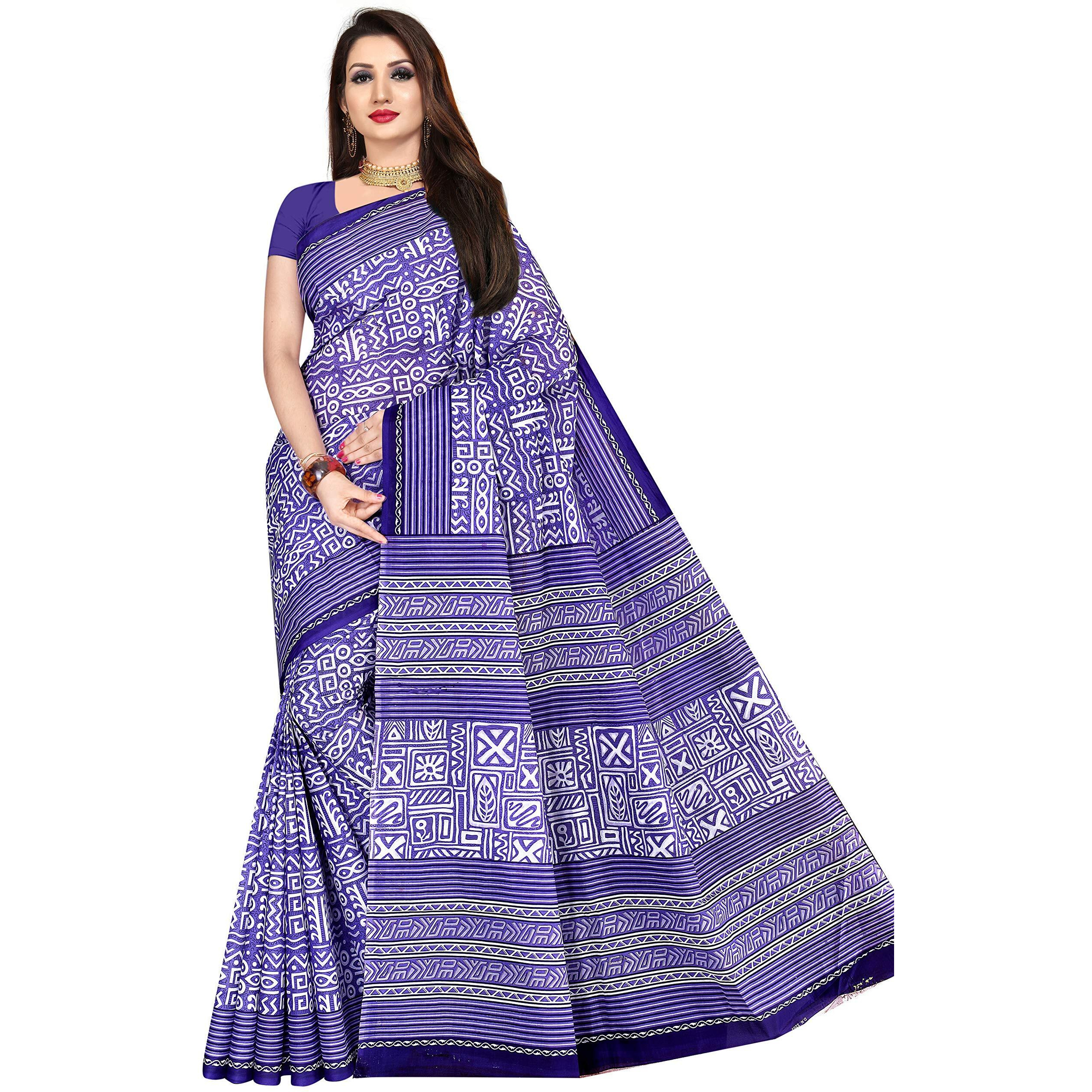 TAMAIRA FASHION Womens Plain Cotton Saree (2203_Purple, Purple)