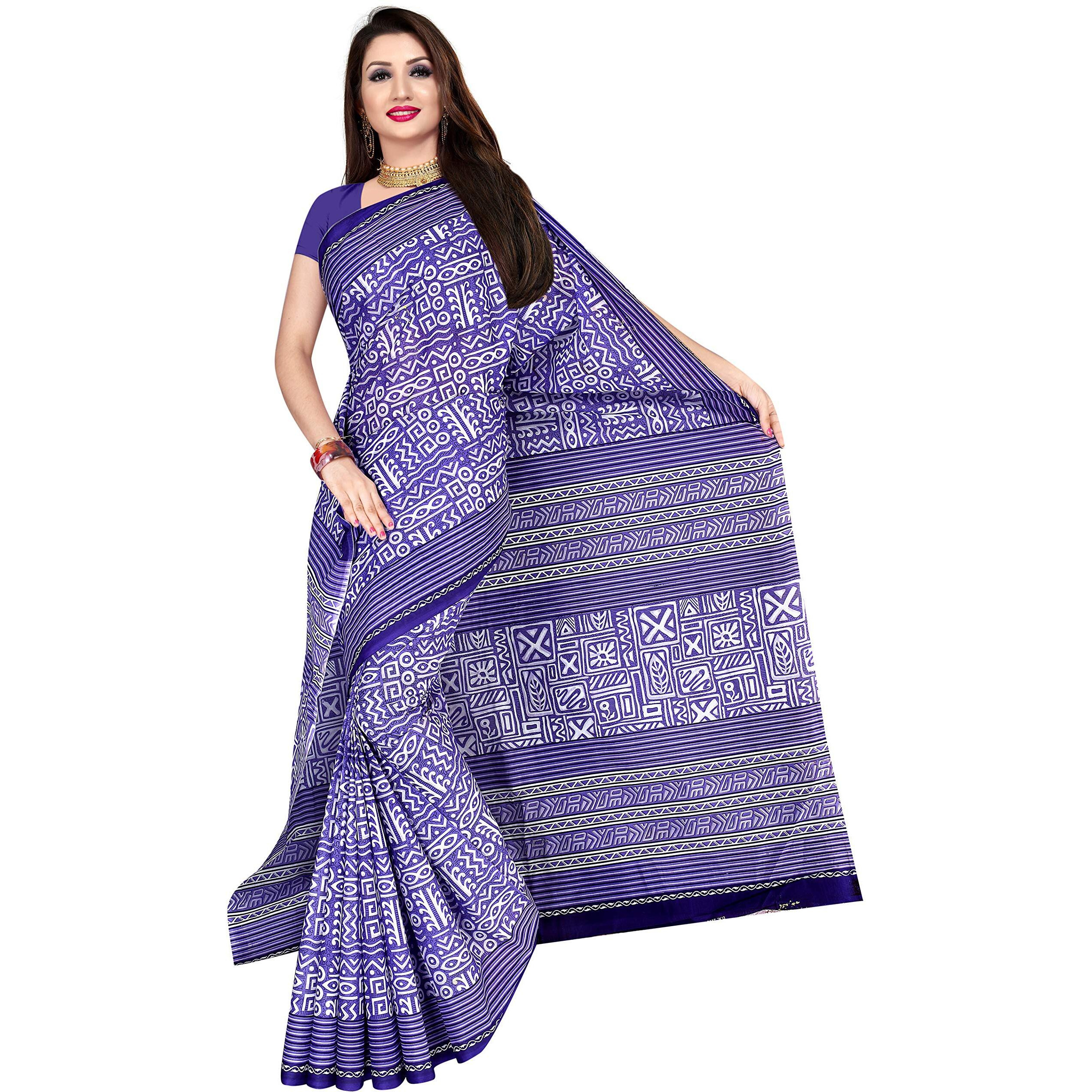 TAMAIRA FASHION Womens Plain Cotton Saree (2203_Purple, Purple)