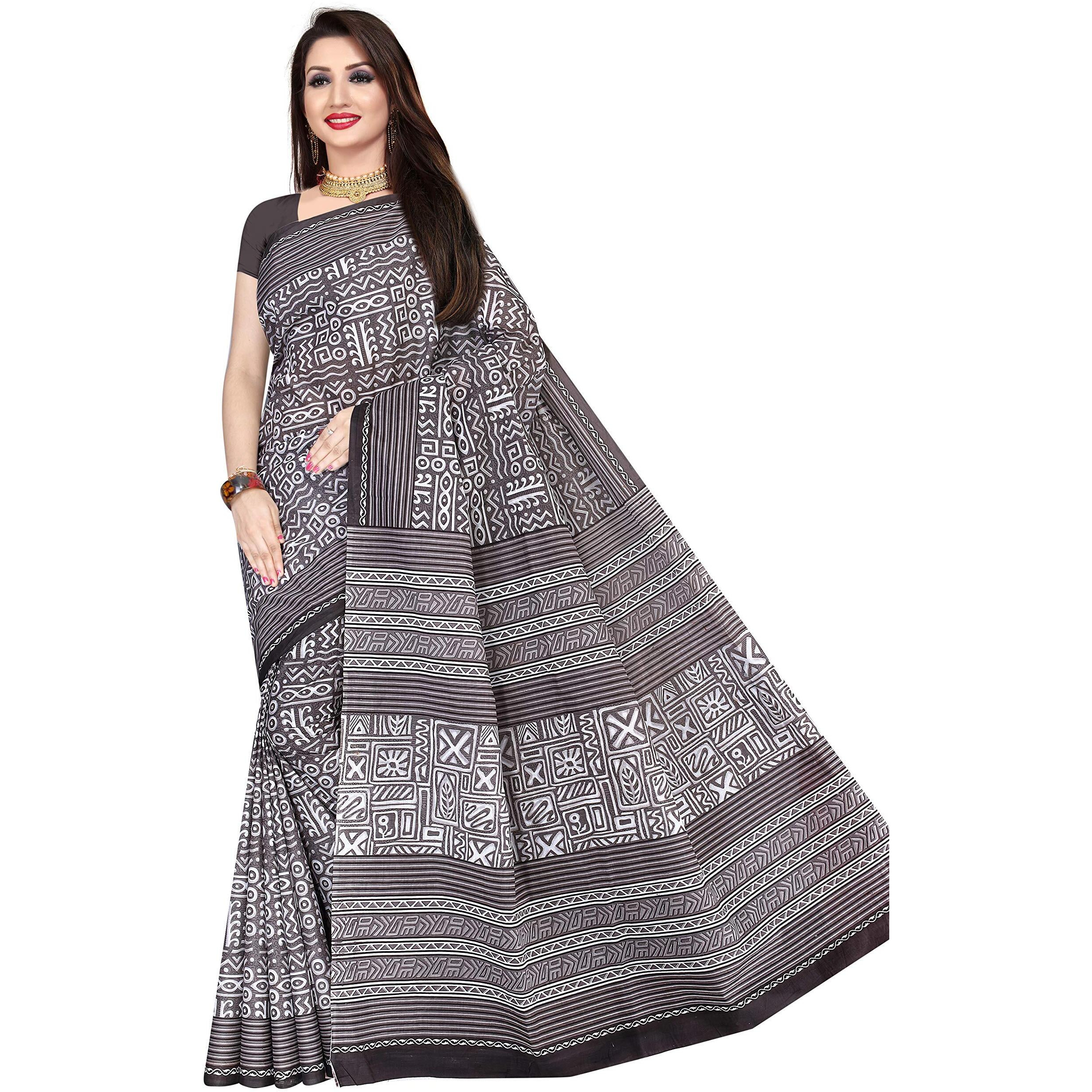 TAMAIRA FASHION Womens Plain Cotton Saree (2203_Grey)