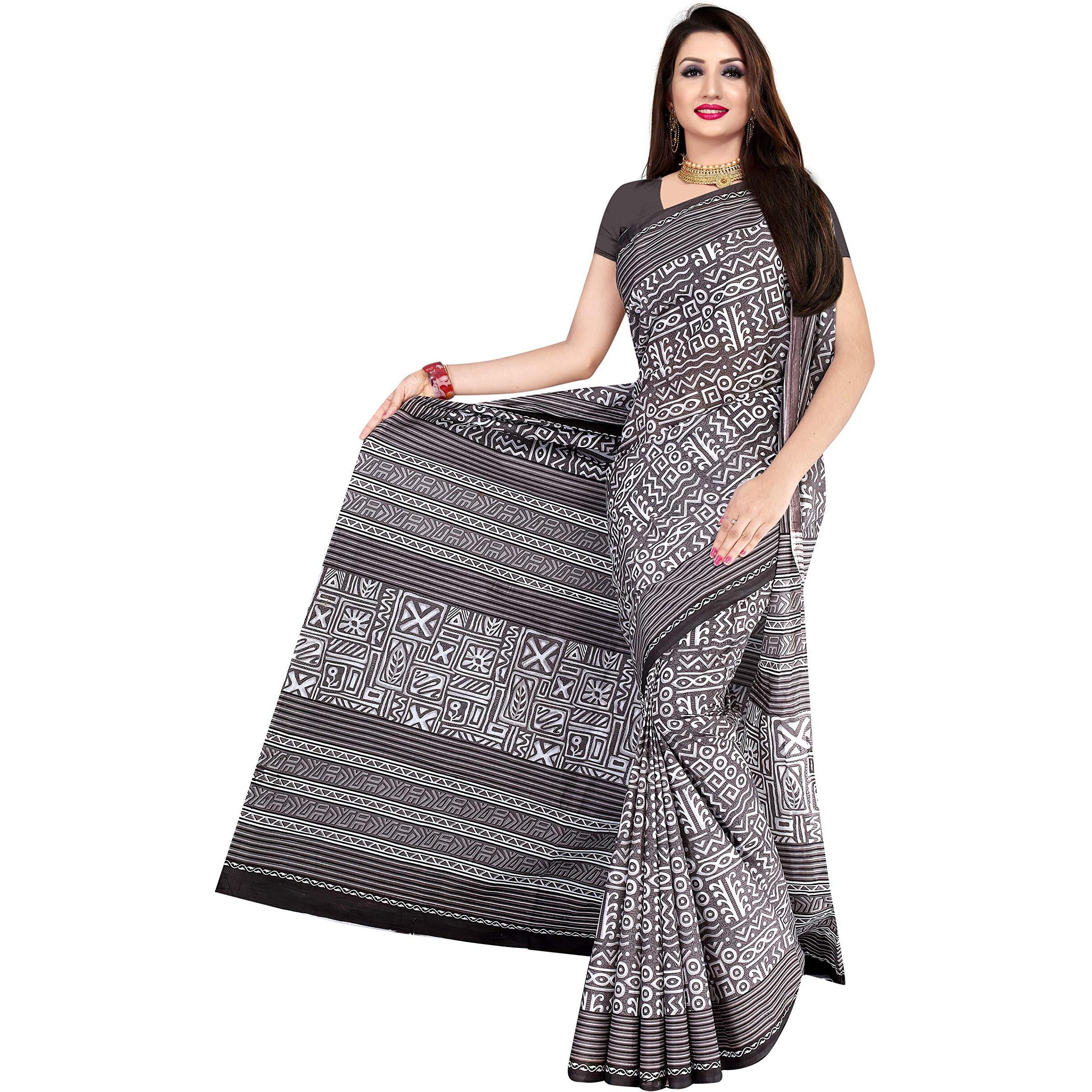 TAMAIRA FASHION Womens Plain Cotton Saree (2203_Grey)